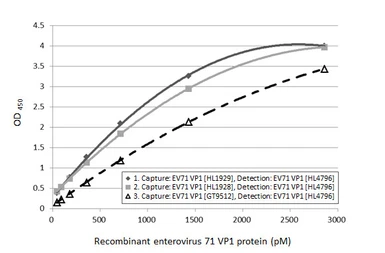 Anti-Enterovirus 71 VP1 antibody [HL1928] used in ELISA (ELISA). GTX637687