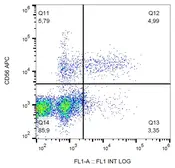 Anti-CD57 antibody [TB01] (FITC) used in Flow cytometry (FCM). GTX00463-06